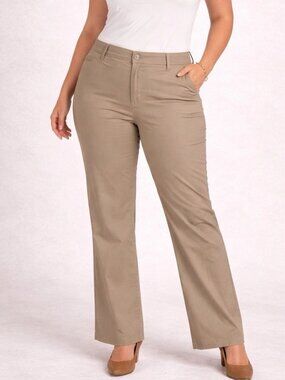 Riders by Lee Women's Tan Chino's Khaki Easy Care Jeans Pants Plus Size 16
